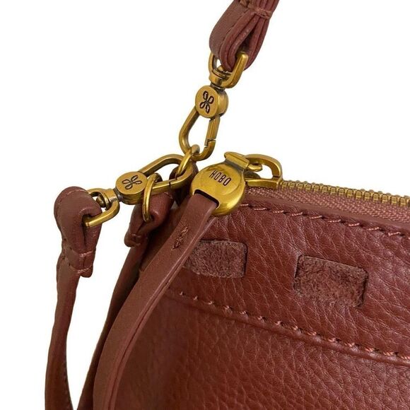 HOBO Birch Port Velvet Hide Crossbody Bag Pebbled Leather Burgundy - Picture 5 of 8